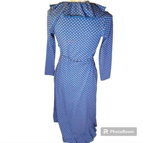 Matilda Jane Reunion Size Small Maternity Green Ruffled Asymmetrical Wrap Dress - Picture 5 of 12